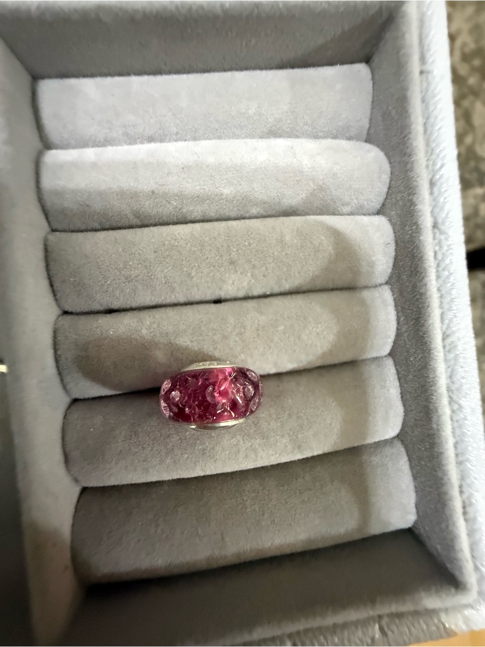 Pandora Wavy Fancy Pink Murano Glass Charm